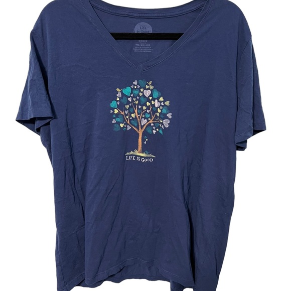 Life Is Good Tops - Life is Good Blue Short Sleeve Classic Fit T- Shirt With Heart Tree Size XXL